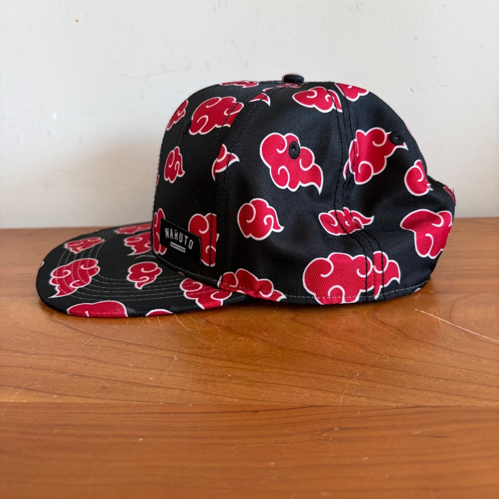 Naruto Shippuden Akatsuki Cloud Snapback Hat Black Red Viz Media Anime Cap OSFM - Picture 2 of 7